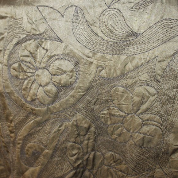 COLDWATER CREEK Olive Green Quilted Jacket Size Large Button Front Oriental L/S - Picture 6 of 13